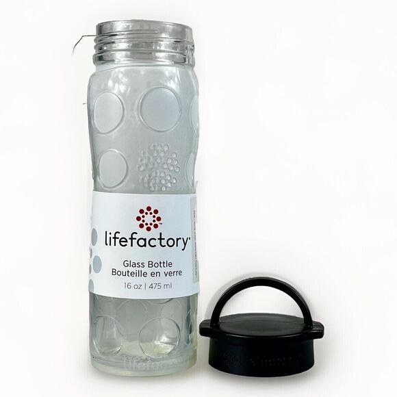 Life Factory Glass Water Bottle 16 OZ Clear Silicone Sleeve-Clear Lim. Ed. NWT - Picture 1 of 4